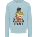TeaRex Funny T-Rex Dinosaur Tea Drinker Kids Sweatshirt Jumper Light Blue