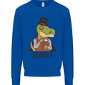 TeaRex Funny T-Rex Dinosaur Tea Drinker Kids Sweatshirt Jumper Royal Blue