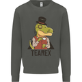 TeaRex Funny T-Rex Dinosaur Tea Drinker Kids Sweatshirt Jumper Storm Grey
