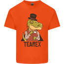 TeaRex Funny T-Rex Dinosaur Tea Drinker Kids T-Shirt Childrens Orange