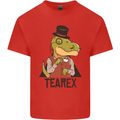 TeaRex Funny T-Rex Dinosaur Tea Drinker Kids T-Shirt Childrens Red