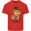 TeaRex Funny T-Rex Dinosaur Tea Drinker Kids T-Shirt Childrens Red