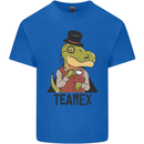 TeaRex Funny T-Rex Dinosaur Tea Drinker Kids T-Shirt Childrens Royal Blue