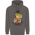TeaRex Funny T-Rex Dinosaur Tea Drinker Mens 80% Cotton Hoodie Charcoal