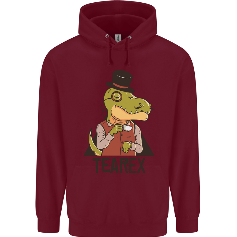 TeaRex Funny T-Rex Dinosaur Tea Drinker Mens 80% Cotton Hoodie Maroon