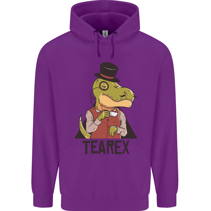 TeaRex Funny T-Rex Dinosaur Tea Drinker Mens 80% Cotton Hoodie Purple