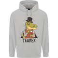 TeaRex Funny T-Rex Dinosaur Tea Drinker Mens 80% Cotton Hoodie Sports Grey
