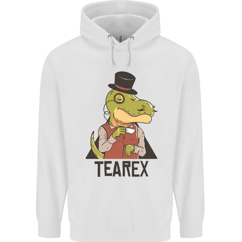 TeaRex Funny T-Rex Dinosaur Tea Drinker Mens 80% Cotton Hoodie White