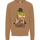 TeaRex Funny T-Rex Dinosaur Tea Drinker Mens Sweatshirt Jumper Caramel Latte
