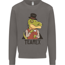TeaRex Funny T-Rex Dinosaur Tea Drinker Mens Sweatshirt Jumper Charcoal