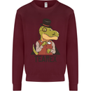 TeaRex Funny T-Rex Dinosaur Tea Drinker Mens Sweatshirt Jumper Maroon