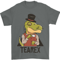 TeaRex Funny T-Rex Dinosaur Tea Drinker Mens T-Shirt Cotton Gildan Charcoal