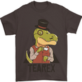 TeaRex Funny T-Rex Dinosaur Tea Drinker Mens T-Shirt Cotton Gildan Dark Chocolate