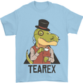 TeaRex Funny T-Rex Dinosaur Tea Drinker Mens T-Shirt Cotton Gildan Light Blue