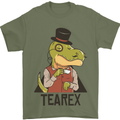 TeaRex Funny T-Rex Dinosaur Tea Drinker Mens T-Shirt Cotton Gildan Military Green