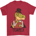TeaRex Funny T-Rex Dinosaur Tea Drinker Mens T-Shirt Cotton Gildan Red