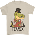 TeaRex Funny T-Rex Dinosaur Tea Drinker Mens T-Shirt Cotton Gildan Sand