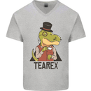 TeaRex Funny T-Rex Dinosaur Tea Drinker Mens V-Neck Cotton T-Shirt Sports Grey