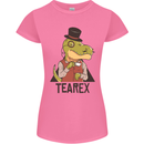 TeaRex Funny T-Rex Dinosaur Tea Drinker Womens Petite Cut T-Shirt Azalea