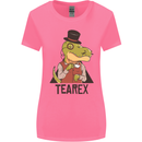 TeaRex Funny T-Rex Dinosaur Tea Drinker Womens Wider Cut T-Shirt Azalea