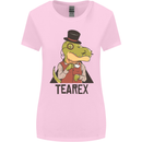 TeaRex Funny T-Rex Dinosaur Tea Drinker Womens Wider Cut T-Shirt Light Pink