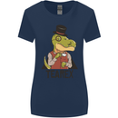 TeaRex Funny T-Rex Dinosaur Tea Drinker Womens Wider Cut T-Shirt Navy Blue