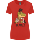 TeaRex Funny T-Rex Dinosaur Tea Drinker Womens Wider Cut T-Shirt Red
