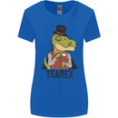 TeaRex Funny T-Rex Dinosaur Tea Drinker Womens Wider Cut T-Shirt Royal Blue