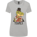 TeaRex Funny T-Rex Dinosaur Tea Drinker Womens Wider Cut T-Shirt Sports Grey