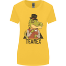 TeaRex Funny T-Rex Dinosaur Tea Drinker Womens Wider Cut T-Shirt Yellow