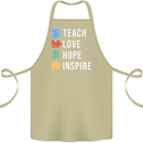 Teach Love Hope Inspire Teaching Teacher Cotton Apron 100% Organic Khaki