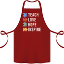 Teach Love Hope Inspire Teaching Teacher Cotton Apron 100% Organic Maroon