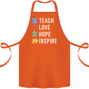 Teach Love Hope Inspire Teaching Teacher Cotton Apron 100% Organic Orange