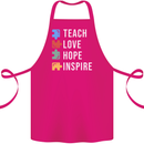 Teach Love Hope Inspire Teaching Teacher Cotton Apron 100% Organic Pink