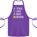 Teach Love Hope Inspire Teaching Teacher Cotton Apron 100% Organic Purple