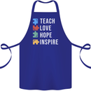 Teach Love Hope Inspire Teaching Teacher Cotton Apron 100% Organic Royal Blue
