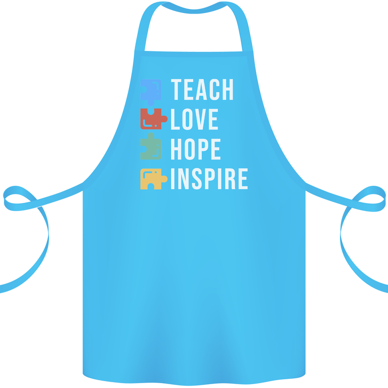 Teach Love Hope Inspire Teaching Teacher Cotton Apron 100% Organic Turquoise