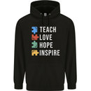 Teach Love Hope Inspire Teaching Teacher Mens 80% Cotton Hoodie Black