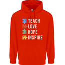 Teach Love Hope Inspire Teaching Teacher Mens 80% Cotton Hoodie Bright Red