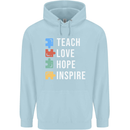 Teach Love Hope Inspire Teaching Teacher Mens 80% Cotton Hoodie Light Blue
