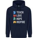 Teach Love Hope Inspire Teaching Teacher Mens 80% Cotton Hoodie Navy Blue