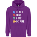 Teach Love Hope Inspire Teaching Teacher Mens 80% Cotton Hoodie Purple
