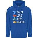 Teach Love Hope Inspire Teaching Teacher Mens 80% Cotton Hoodie Royal Blue