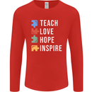 Teach Love Hope Inspire Teaching Teacher Mens Long Sleeve T-Shirt Red