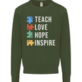 Teach Love Hope Inspire Teaching Teacher Mens Sweatshirt Jumper Forest Green