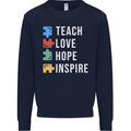 Teach Love Hope Inspire Teaching Teacher Mens Sweatshirt Jumper Navy Blue