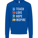 Teach Love Hope Inspire Teaching Teacher Mens Sweatshirt Jumper Royal Blue