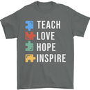 Teach Love Hope Inspire Teaching Teacher Mens T-Shirt Cotton Gildan Charcoal