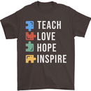 Teach Love Hope Inspire Teaching Teacher Mens T-Shirt Cotton Gildan Dark Chocolate
