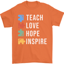 Teach Love Hope Inspire Teaching Teacher Mens T-Shirt Cotton Gildan Orange
